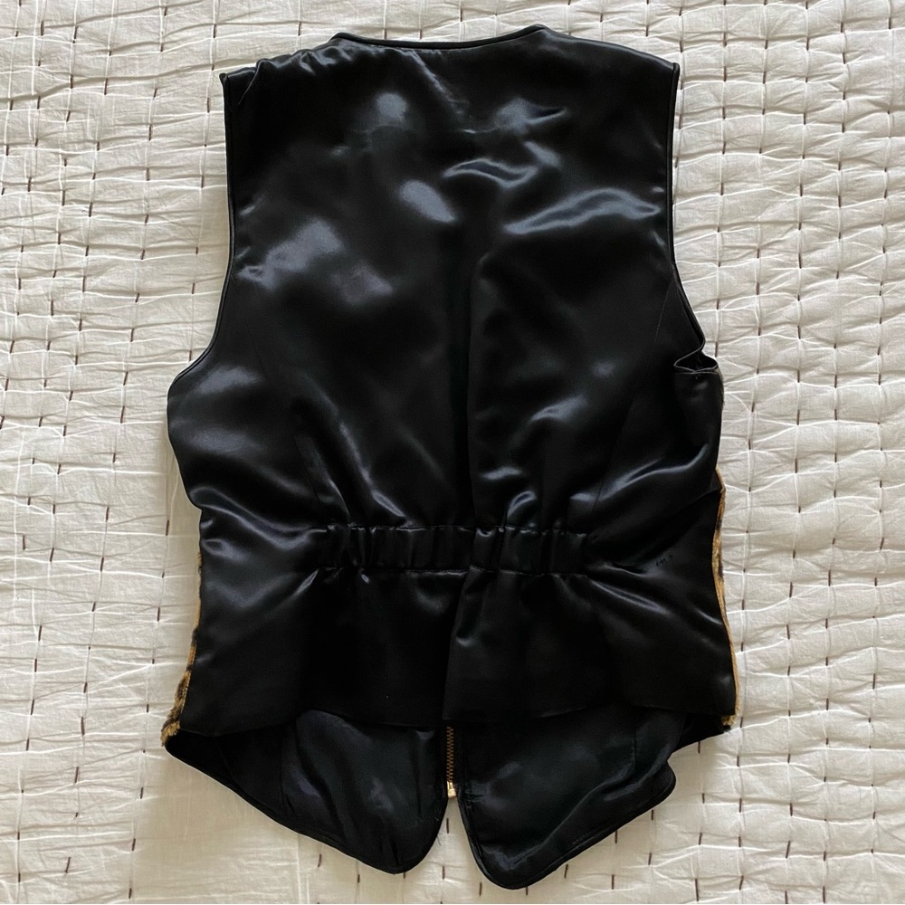 Cache Faux Fur Leopard Print Mini Skirt And Vest … - image 3